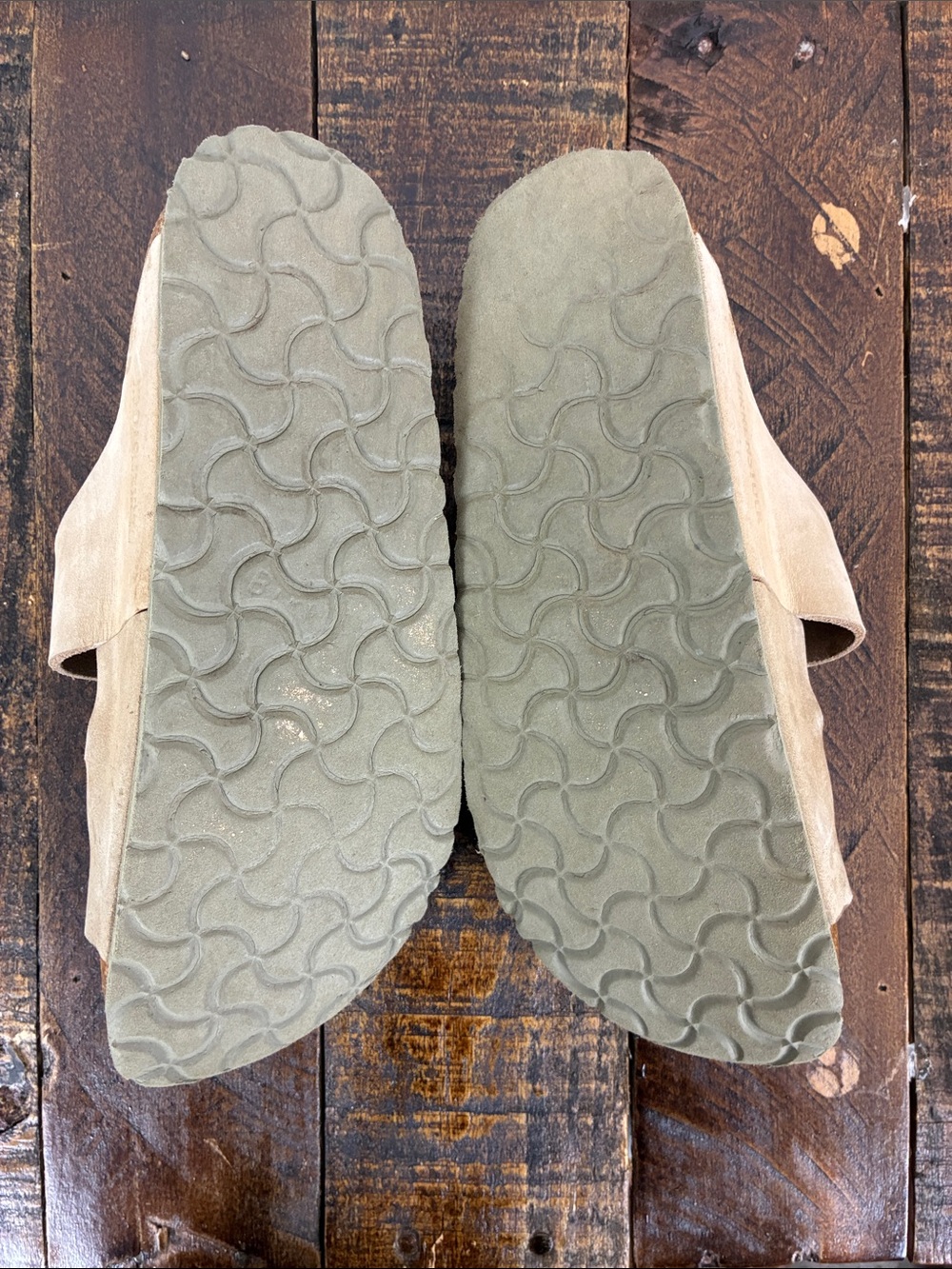 Birkenstock Arizona Two-Tone Beige Suede Double Buckle Slide Sandals Women’s 37 - Picture 6 of 7